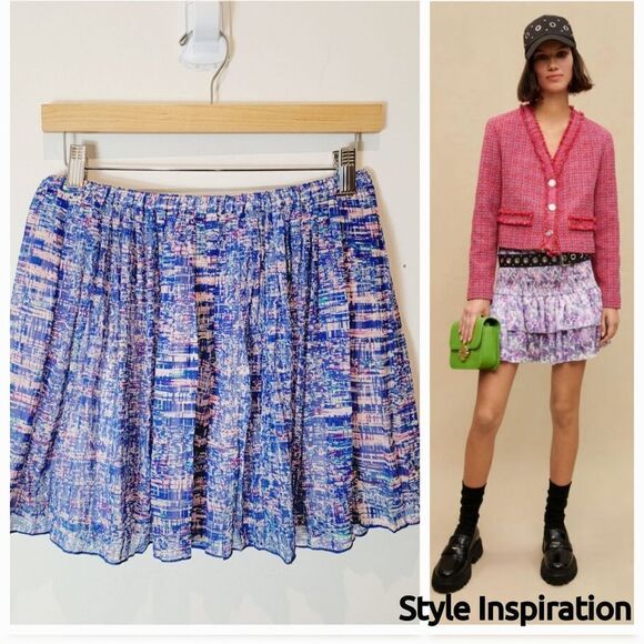 MADEWELL BROADWAY & BROOME 100% SILK PLEATED MICRO MINI SKIRT LILAC PINK SIZE M - Picture 1 of 8